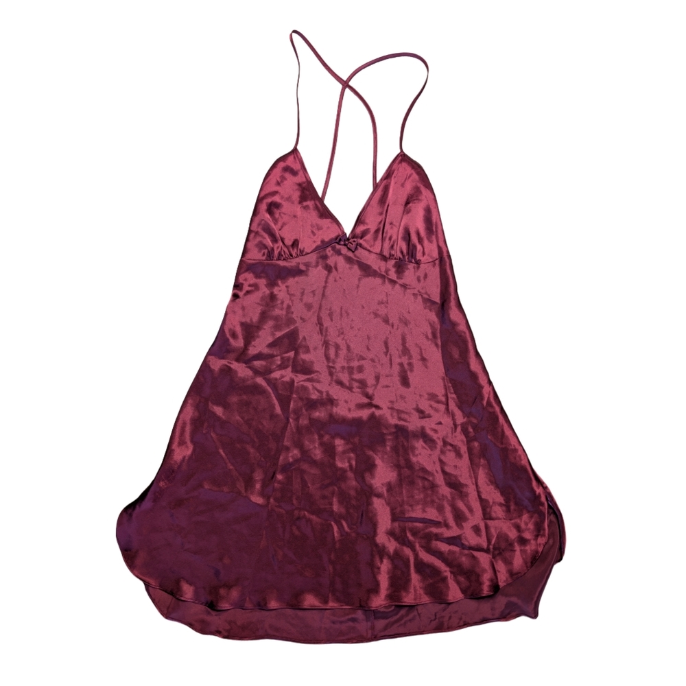 Vintage La Senza Women's Large Red‎ Satin Spaghetti Strap Open Back Slip Dress